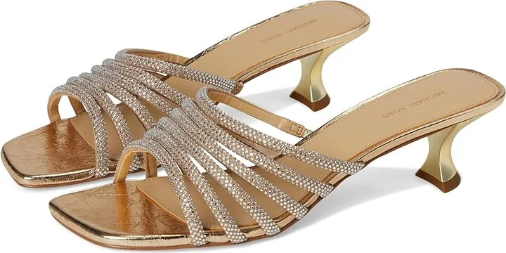 MICHAEL Michael Kors Haisley Kitten Sandals Women's Sandals Pale Gold : 8.5 M, Leather