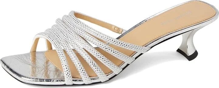 MICHAEL Michael Kors Haisley Kitten Sandals Women's Sandals Silver : 8 M, Leather - Image 5
