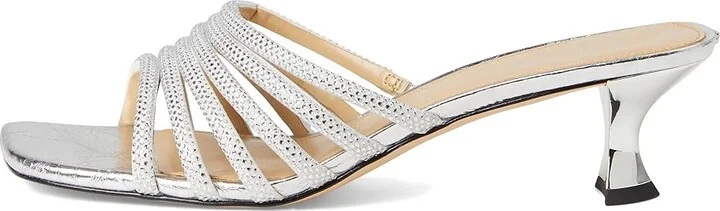 MICHAEL Michael Kors Haisley Kitten Sandals Women's Sandals Silver : 8 M, Leather - Image 6