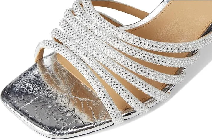 MICHAEL Michael Kors Haisley Kitten Sandals Women's Sandals Silver : 8 M, Leather - Image 7