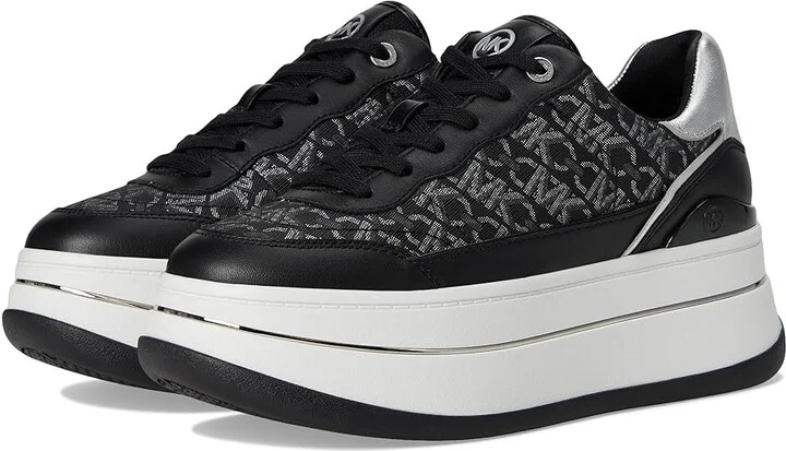 MICHAEL Michael Kors Hayes Lace Up Women's Shoes Black/Silver : 10 M, Synthetic