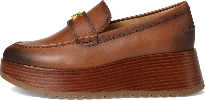 MICHAEL Michael Kors Indy Flatform Loafer Women's Shoes Luggage : 9 M, Leather/Rubber - Image 6