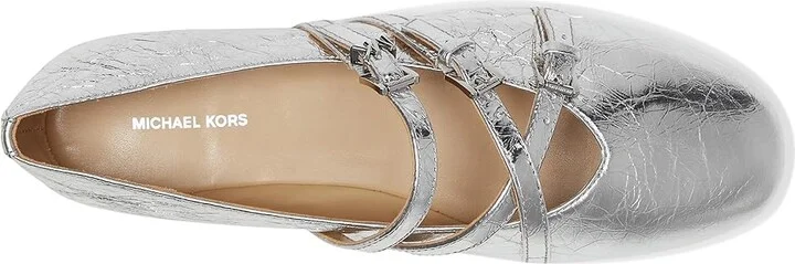 MICHAEL Michael Kors Indy Flex Ballet Women's Flat Shoes Silver : 6.5 M, Leather - Image 2