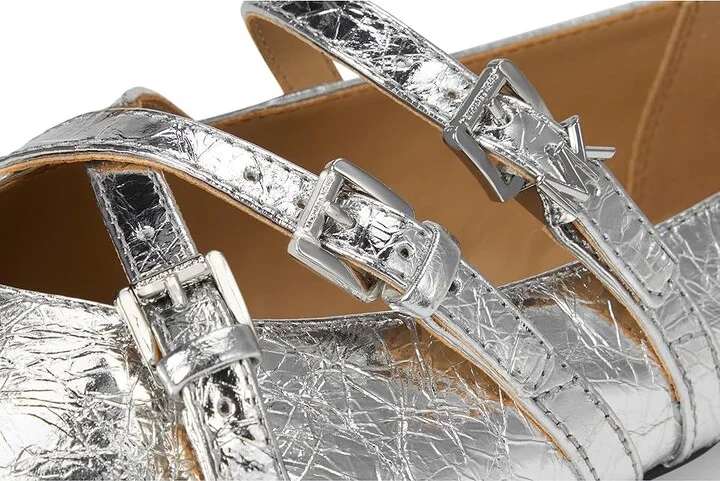 MICHAEL Michael Kors Indy Flex Ballet Women's Flat Shoes Silver : 6.5 M, Leather - Image 7