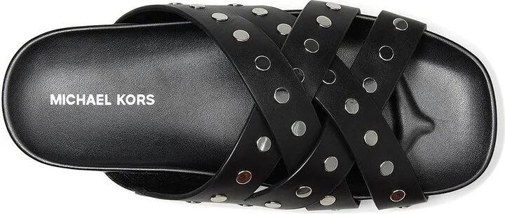 MICHAEL Michael Kors Irene Flat Sandal Women's Sandals Black : 9 M, Leather - Image 2