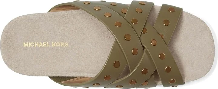 MICHAEL Michael Kors Irene Flat Sandal Women's Sandals Safari Green : 10 M, Leather - Image 2