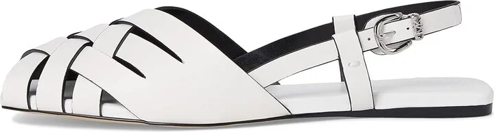 MICHAEL Michael Kors Irene Sling Flat Women's Shoes Optic White : 9 M, Faux Leather - Image 6