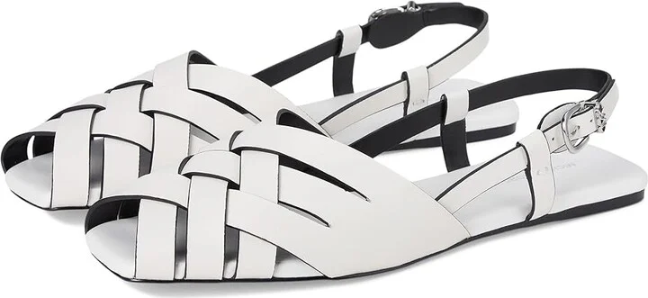 MICHAEL Michael Kors Irene Sling Flat Women's Shoes Optic White : 9 M, Faux Leather
