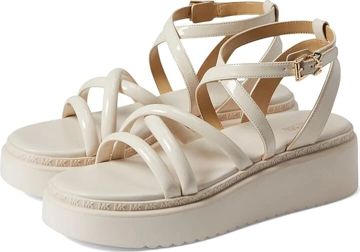 MICHAEL Michael Kors Issi Flatform Women's Shoes Light Cream : 9.5 M, Synthetic/Textile