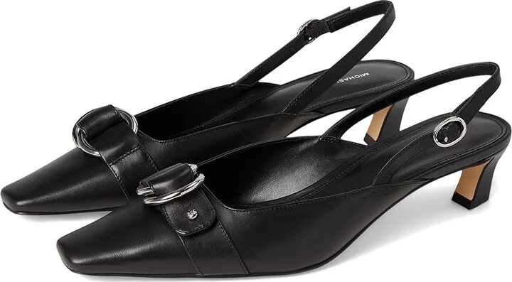 MICHAEL Michael Kors Jaden Kitten Sling Women's Shoes Black : 6.5 M, Leather