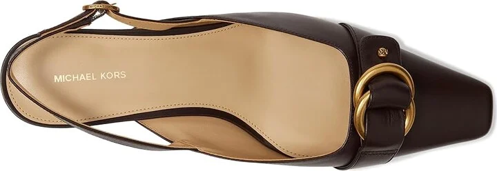 MICHAEL Michael Kors Jaden Kitten Sling Women's Shoes Chocolate : 7 M, Leather - Image 2