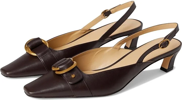 MICHAEL Michael Kors Jaden Kitten Sling Women's Shoes Chocolate : 7 M, Leather
