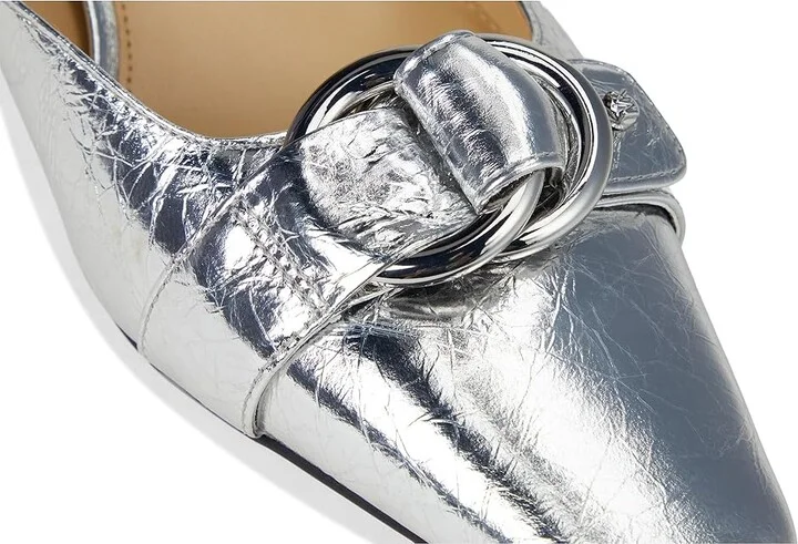 MICHAEL Michael Kors Jaden Kitten Sling Women's Shoes Silver : 9.5 M, Leather - Image 7