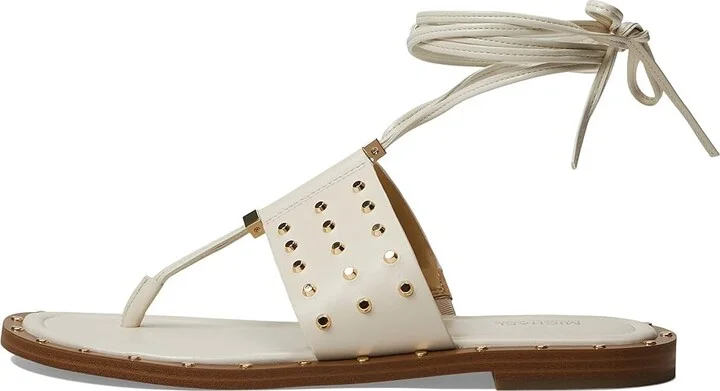 MICHAEL Michael Kors Jagger Flat Sandal Women's Shoes Light Cream : 7 M, Leather - Image 5