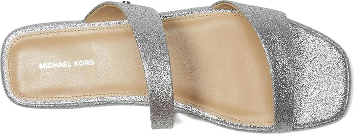 MICHAEL Michael Kors Jaida Flat Sandal Women's Sandals Silver : 9.5 M, Leather - Image 2
