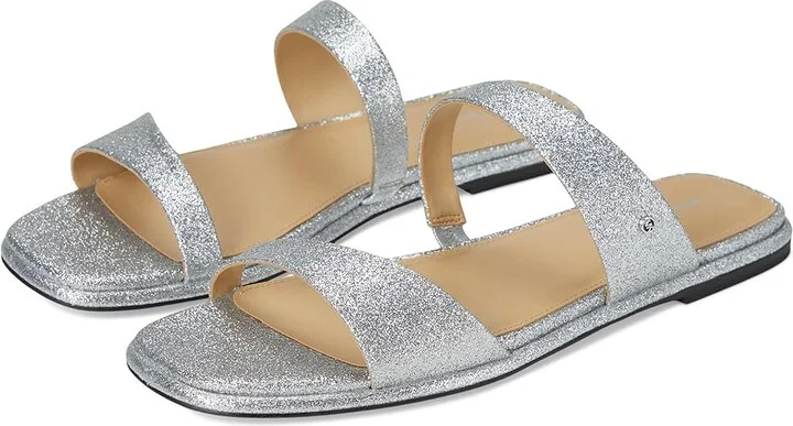 MICHAEL Michael Kors Jaida Flat Sandal Women's Sandals Silver : 9.5 M, Leather