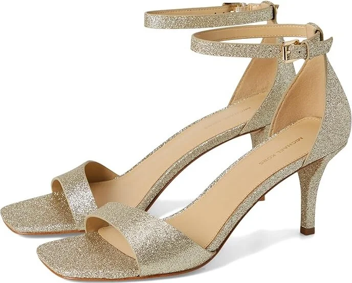 MICHAEL Michael Kors Jaida Heeled Sandal Women's Sandals Pale Gold : 7 M, Leather