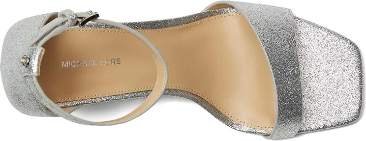 MICHAEL Michael Kors Jaida Heeled Sandal Women's Sandals Silver : 9 M, Leather - Image 2