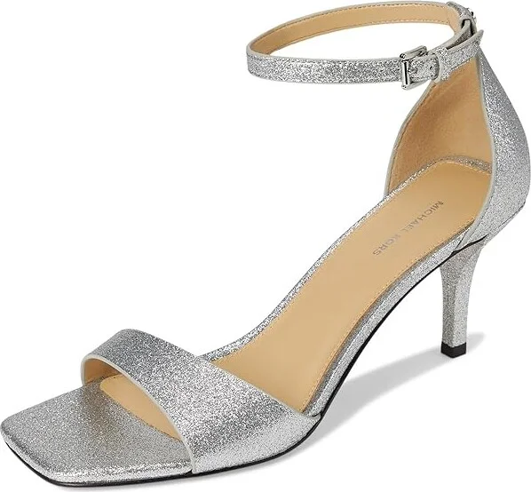 MICHAEL Michael Kors Jaida Heeled Sandal Women's Sandals Silver : 9 M, Leather - Image 5