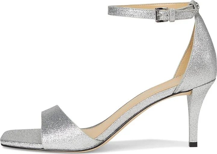 MICHAEL Michael Kors Jaida Heeled Sandal Women's Sandals Silver : 9 M, Leather - Image 6