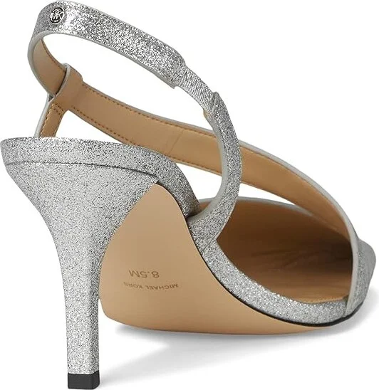 MICHAEL Michael Kors Jaida Pump High Women's Heels Silver : 7 M, Leather/Rubber - Image 4