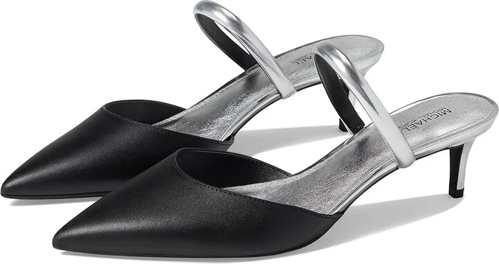 MICHAEL Michael Kors Jessa Flex Mule Kitten Women's Shoes Black/Silver : 6 M, Synthetic/Textile