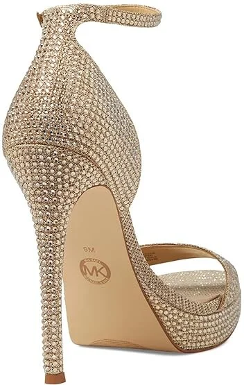 MICHAEL Michael Kors Jordyn Platform Sandal Women's Shoes Pale Gold 1 : 10 M, Leather - Image 4