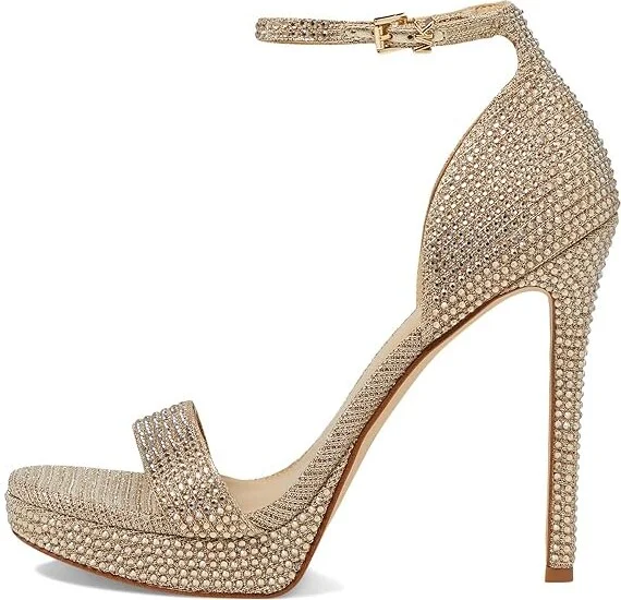 MICHAEL Michael Kors Jordyn Platform Sandal Women's Shoes Pale Gold 1 : 10 M, Leather - Image 5