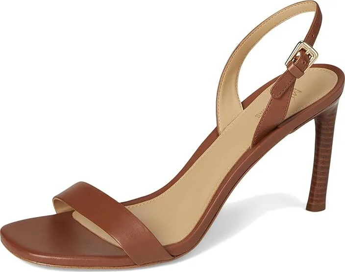 MICHAEL Michael Kors Kasia Heeled Sandal Women's Sandals Luggage : 10 M, Leather - Image 5