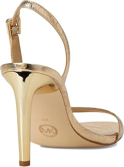 MICHAEL Michael Kors Kasia Heeled Sandal Women's Sandals Pale Gold : 7.5 M, Leather - Image 4