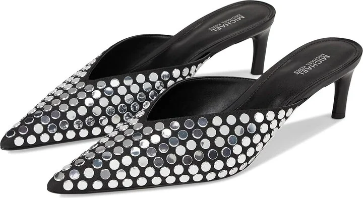 MICHAEL Michael Kors Kasia Mule Pump High Women's Heels Black 2 : 6 M, Leather/Rubber