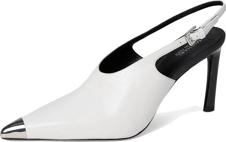 MICHAEL Michael Kors Kasia Pump High Women's Heels Optic White : 8.5 M, Leather - Image 5