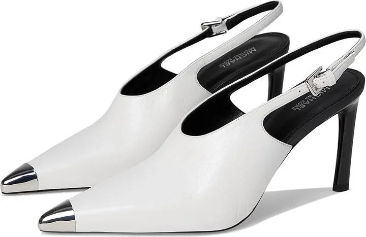 MICHAEL Michael Kors Kasia Pump High Women's Heels Optic White : 8.5 M, Leather
