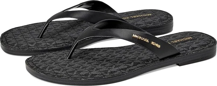 MICHAEL Michael Kors Koko Flip Flop Women's Wedge Shoes Black : 7.5 M, Leather