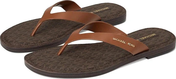MICHAEL Michael Kors Koko Flip Flop Women's Wedge Shoes Luggage : 6.5 M, Leather
