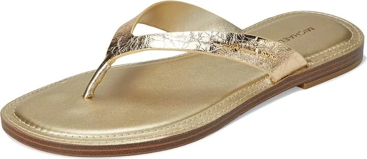 MICHAEL Michael Kors Koko Flip Flop Women's Wedge Shoes Pale Gold : 8 M, Leather - Image 5