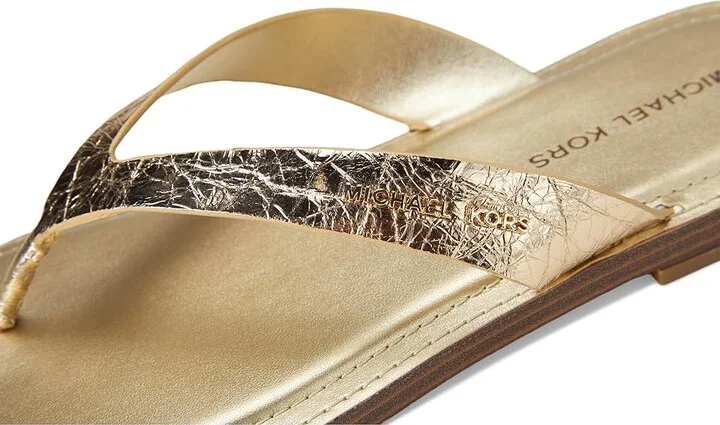 MICHAEL Michael Kors Koko Flip Flop Women's Wedge Shoes Pale Gold : 8 M, Leather - Image 7