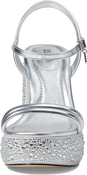 MICHAEL Michael Kors Laci Platform Sandal Women's Shoes Silver : 9.5 M, Leather - Image 2