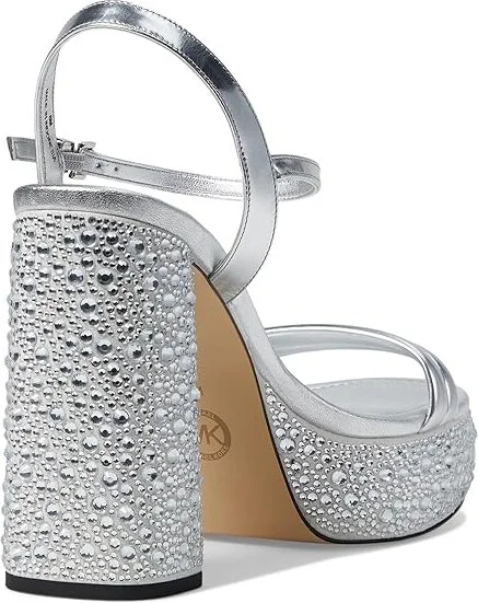 MICHAEL Michael Kors Laci Platform Sandal Women's Shoes Silver : 9.5 M, Leather - Image 4