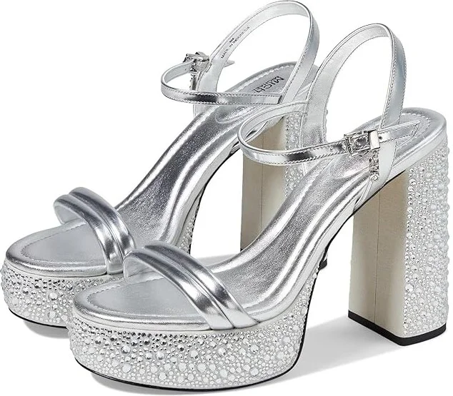 MICHAEL Michael Kors Laci Platform Sandal Women's Shoes Silver : 9.5 M, Leather