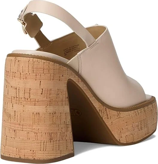 MICHAEL Michael Kors Leia Platform Sandal Women's Sandals Light Cream : 8 M, Leather/Rubber - Image 4