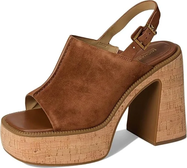 MICHAEL Michael Kors Leia Platform Sandal Women's Sandals Luggage : 5.5 M, Leather/Rubber - Image 5