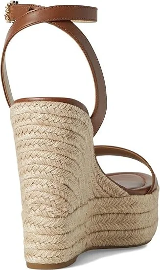 MICHAEL Michael Kors Leighton Wedge Women's Shoes Luggage : 9.5 M, Leather - Image 4