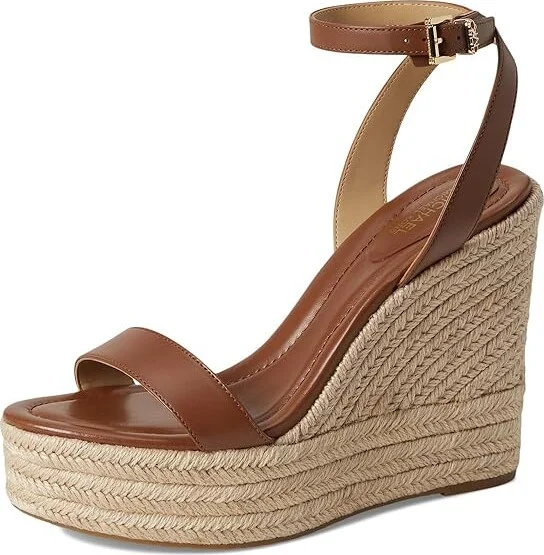 MICHAEL Michael Kors Leighton Wedge Women's Shoes Luggage : 9.5 M, Leather - Image 5