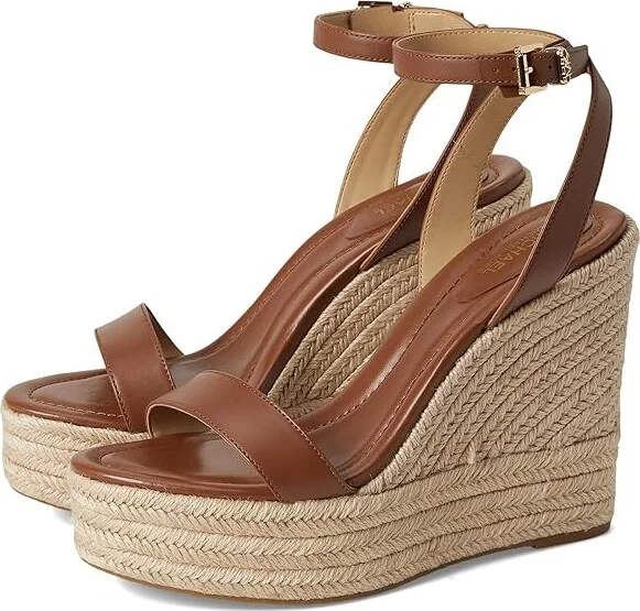 MICHAEL Michael Kors Leighton Wedge Women's Shoes Luggage : 9.5 M, Leather