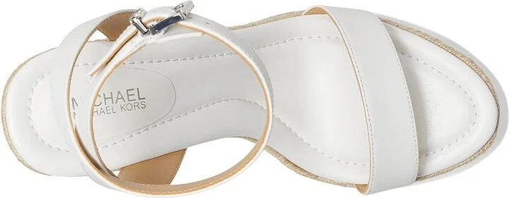 MICHAEL Michael Kors Leighton Wedge Women's Shoes Optic White : 9.5 M, Leather - Image 2