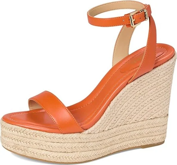 MICHAEL Michael Kors Leighton Wedge Women's Shoes Orange Punch : 10 M, Leather - Image 5