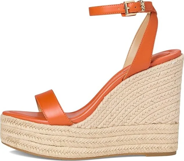 MICHAEL Michael Kors Leighton Wedge Women's Shoes Orange Punch : 10 M, Leather - Image 6