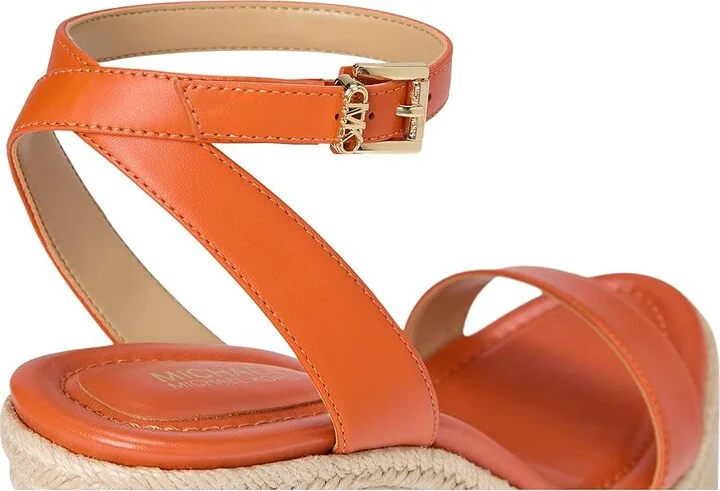 MICHAEL Michael Kors Leighton Wedge Women's Shoes Orange Punch : 10 M, Leather - Image 7