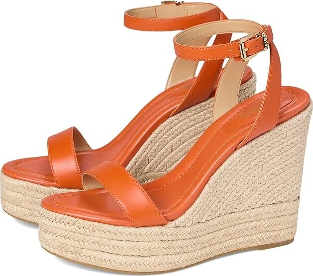 MICHAEL Michael Kors Leighton Wedge Women's Shoes Orange Punch : 10 M, Leather